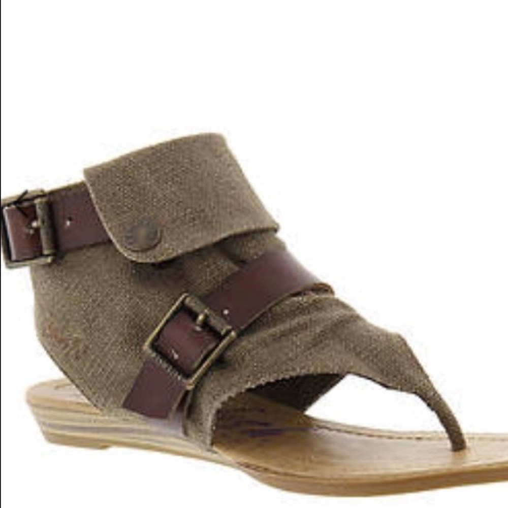 Blowfish Olive Green Canvas Blume Sandals Sz 8 1/2